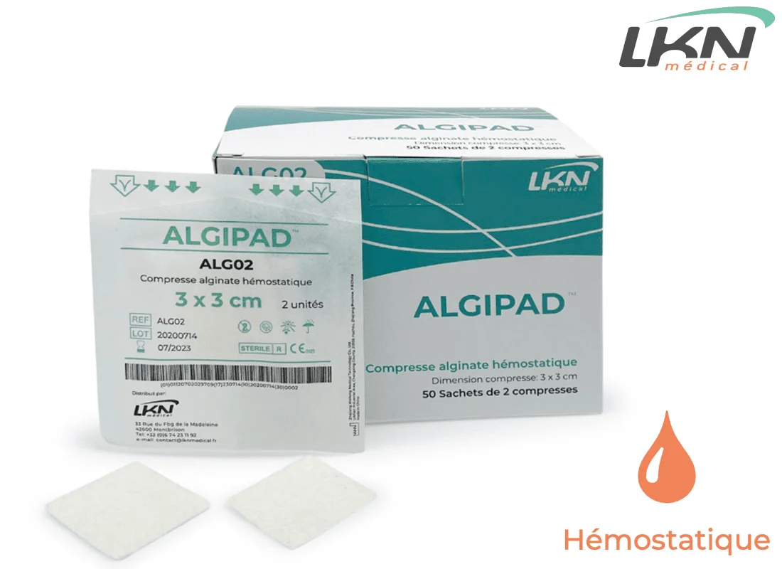 ALGIPAD™ est une compresse d'alginate hémostatique, destinée aux patients en hémodialyse.